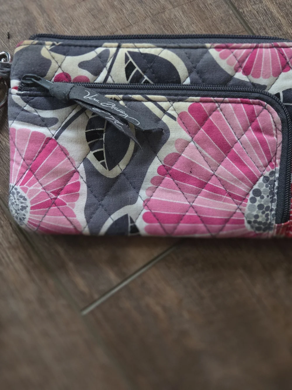 Vera Bradley Pink Floral Quilted Cosmetic Zip Wristlet